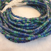 Antique old traded  blue color glass beads jewelry necklace  mala .