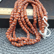 Striped Orange Glass, Venetian Inspired Skunk Bead Strand | Lampwork | 7.5-7.9mm, Matte Finish, Boho Chic