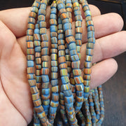 Small Venetian Glass, Turquoise Striped Gooseberry Beads | Handcrafted Lampwork, 5.6–5.7mm | 22–24in Strand