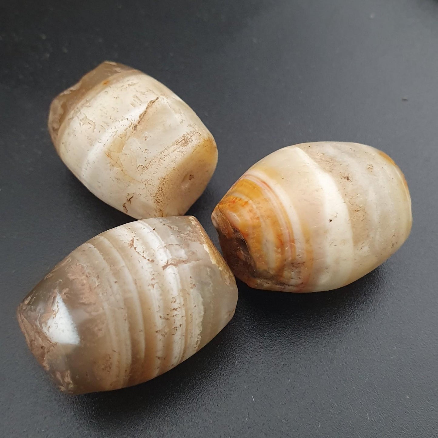 Rare old yemeni suliemani agate amulet beads lot of 3