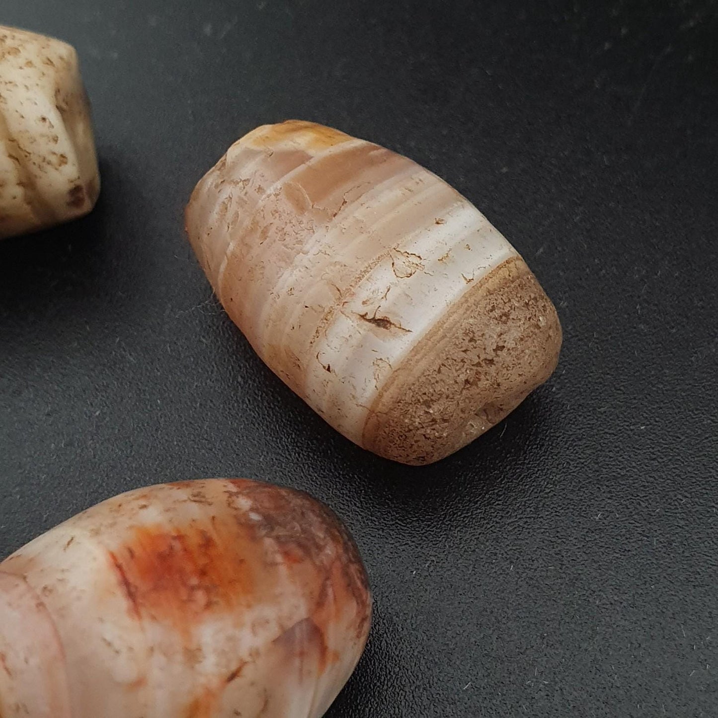 Ancient natural suliemani agate beads lot of 5 eye & stripe pattern