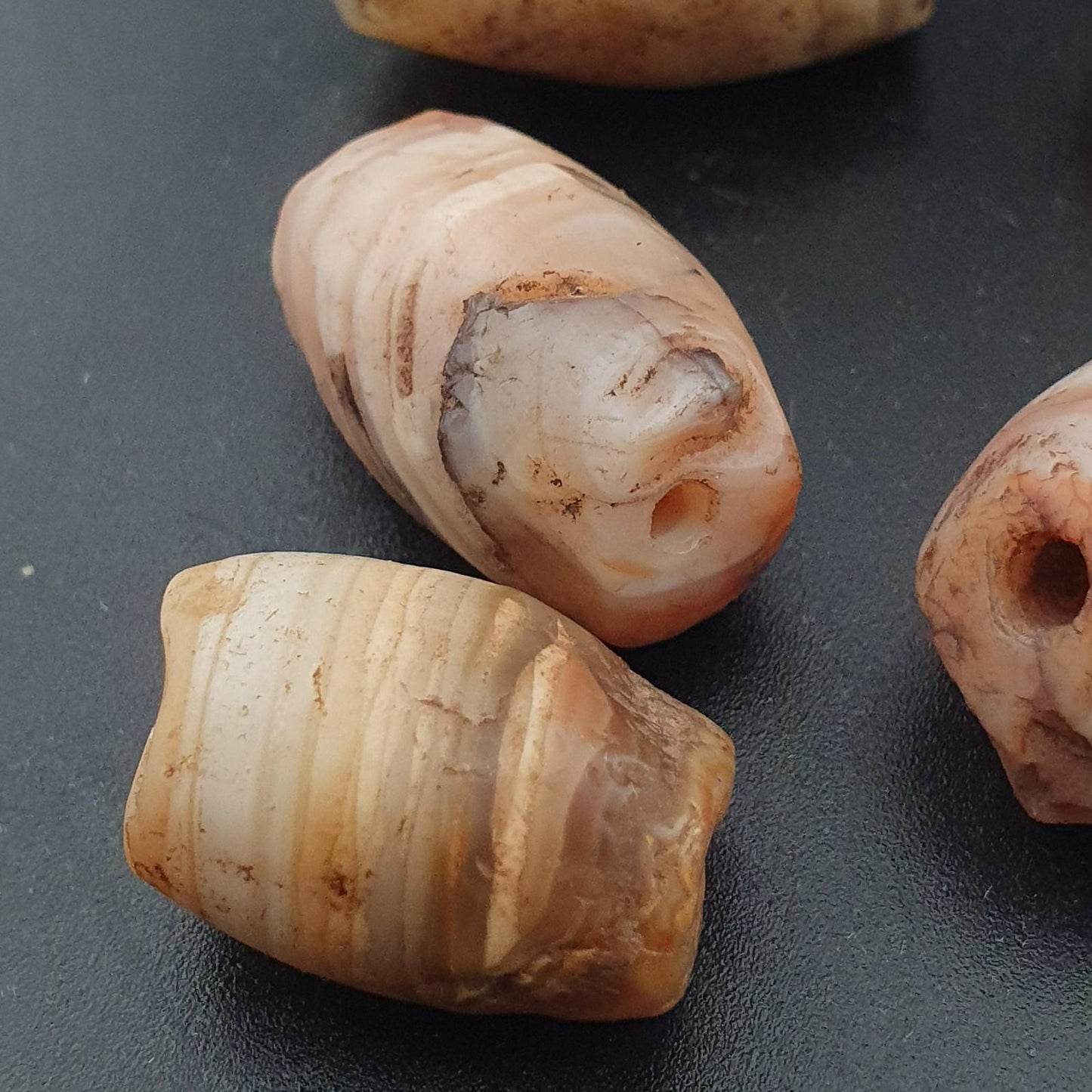 Ancient natural suliemani agate beads lot of 5 eye & stripe pattern