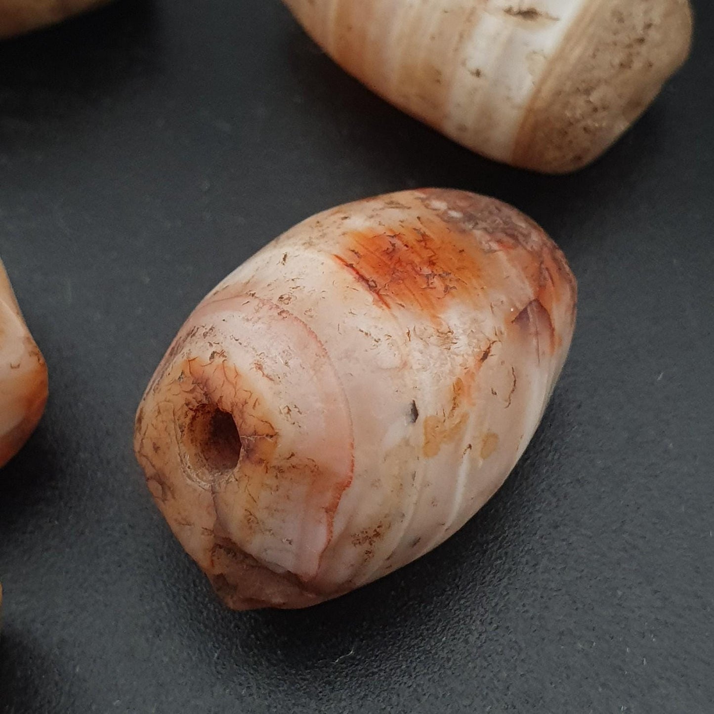Ancient natural suliemani agate beads lot of 5 eye & stripe pattern