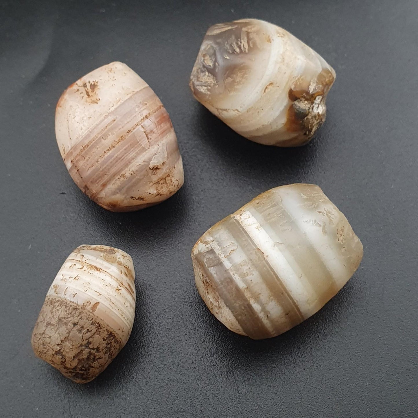 Rare ancient natural suliemani agate beads set of 4