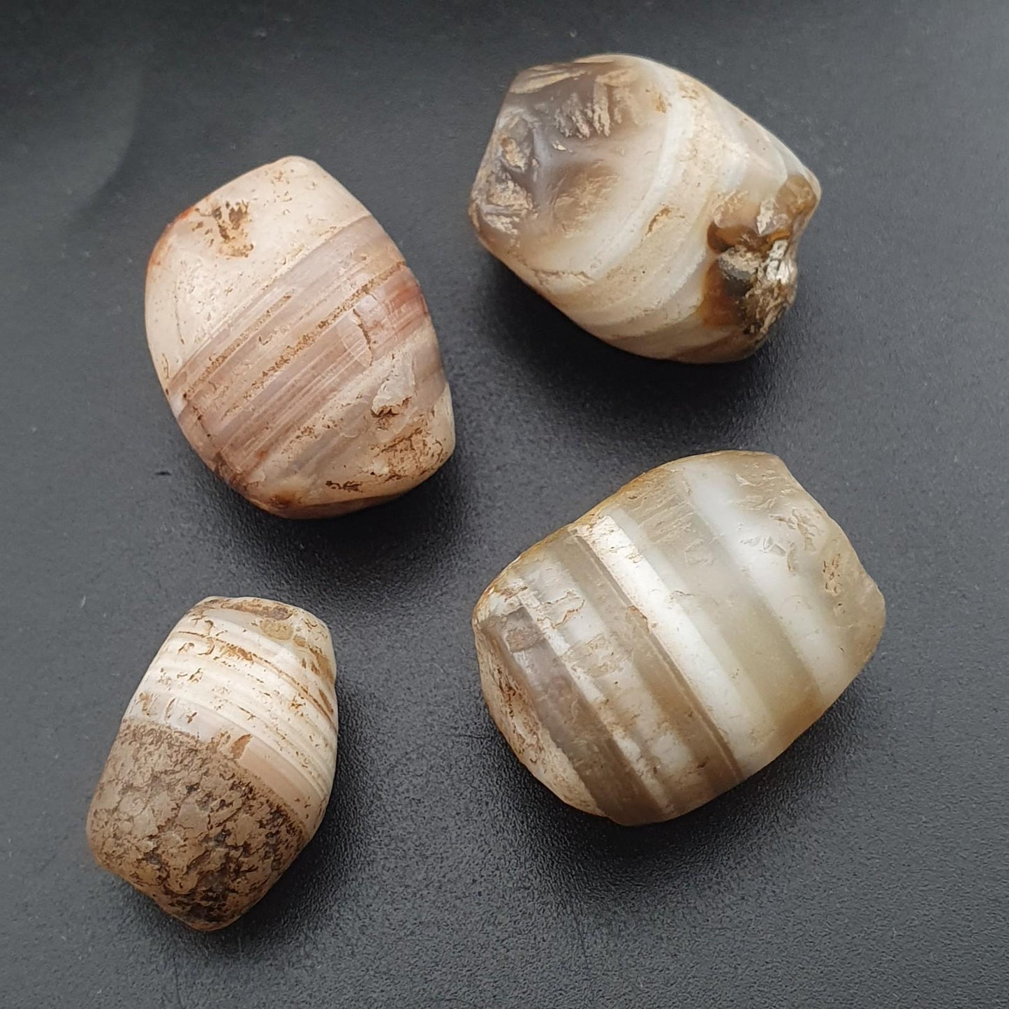 Rare ancient natural suliemani agate beads set of 4