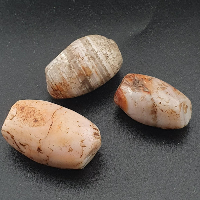 Rare ancient yemeni suliemani agate beads natural stripe pattern lot of 3