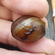 Authentic Ancient Sasanian Agate Bead, Genuine Banded Agate Silk Road Artifact, Rare Eye Bead Jewelry Supply, Earthy Brown Toned Stone