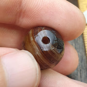 Authentic Ancient Sasanian Agate Bead, Genuine Banded Agate Silk Road Artifact, Rare Eye Bead Jewelry Supply, Earthy Brown Toned Stone