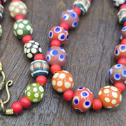 Vintage fancy floral venetian style skunk beads | african style necklace