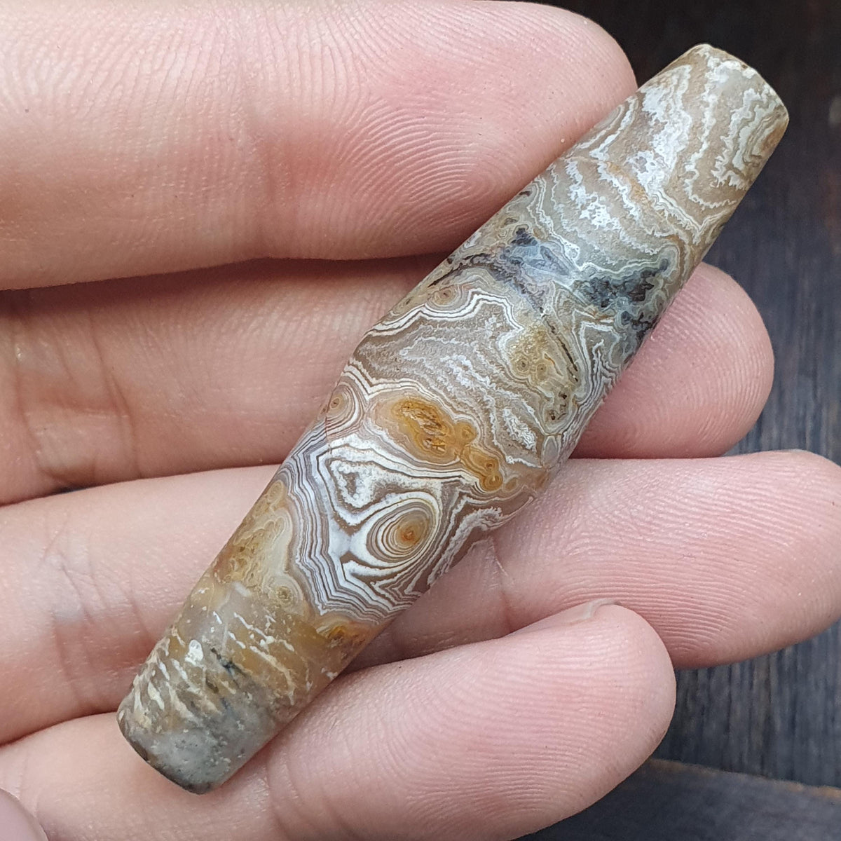 Huge Antique old crazylace agate antique himalayan indo tibetan bead