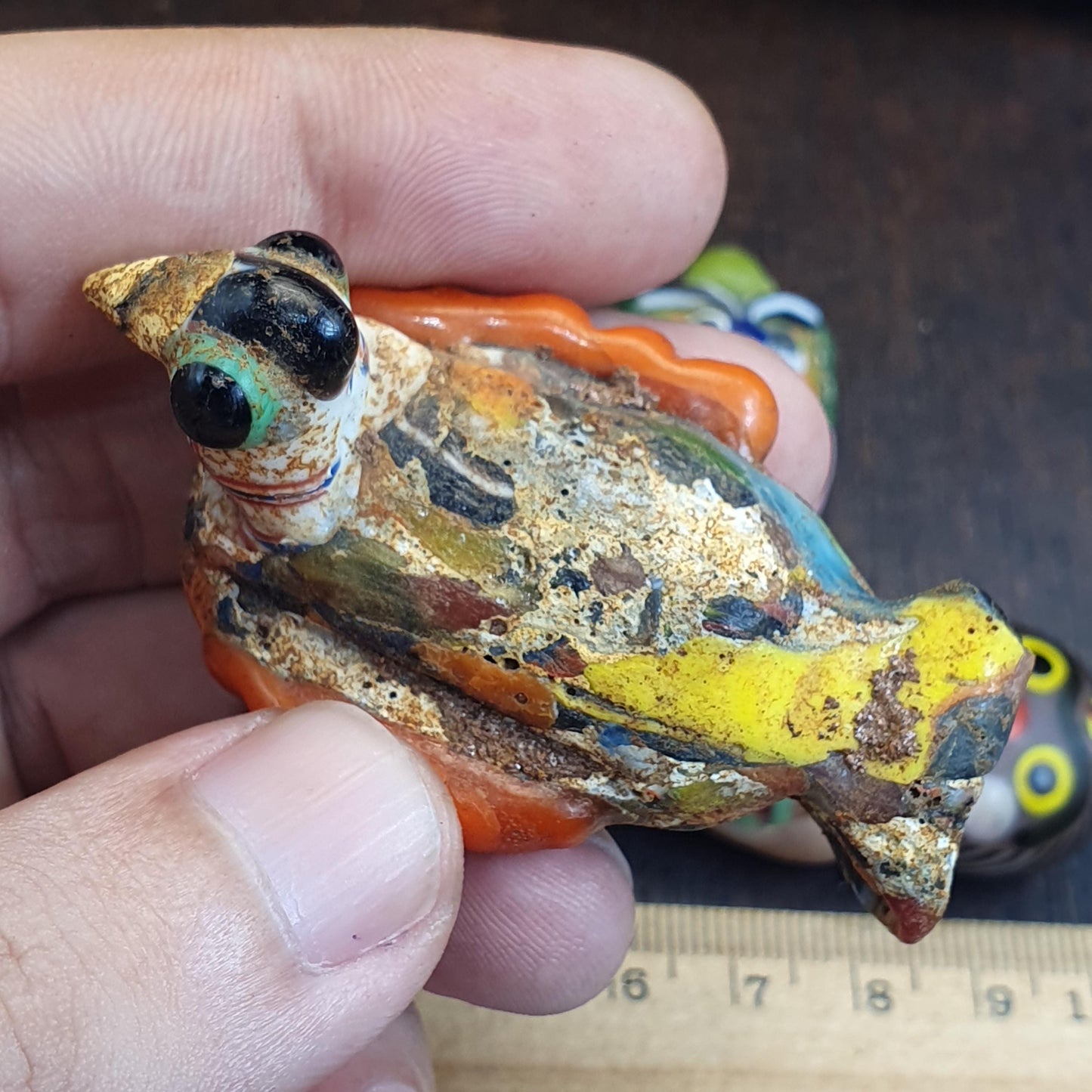 Artisan Glass Face Beads, African Style Bead Lot, Large Figural Bird and Person Beads, Millefiori Lampwork, Whimsical Jewelry Supplies, 5pc