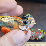 Artisan Glass Face Beads, African Style Bead Lot, Large Figural Bird and Person Beads, Millefiori Lampwork, Whimsical Jewelry Supplies, 5pc