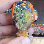 Artisan Glass Face Beads, African Style Bead Lot, Large Figural Bird and Person Beads, Millefiori Lampwork, Whimsical Jewelry Supplies, 5pc