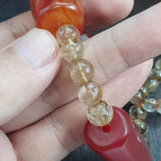 Himalayan Red Agate Mala for Protection & Grounding – Included Quartz Meditation Beads – Large Barrel Statement Necklace