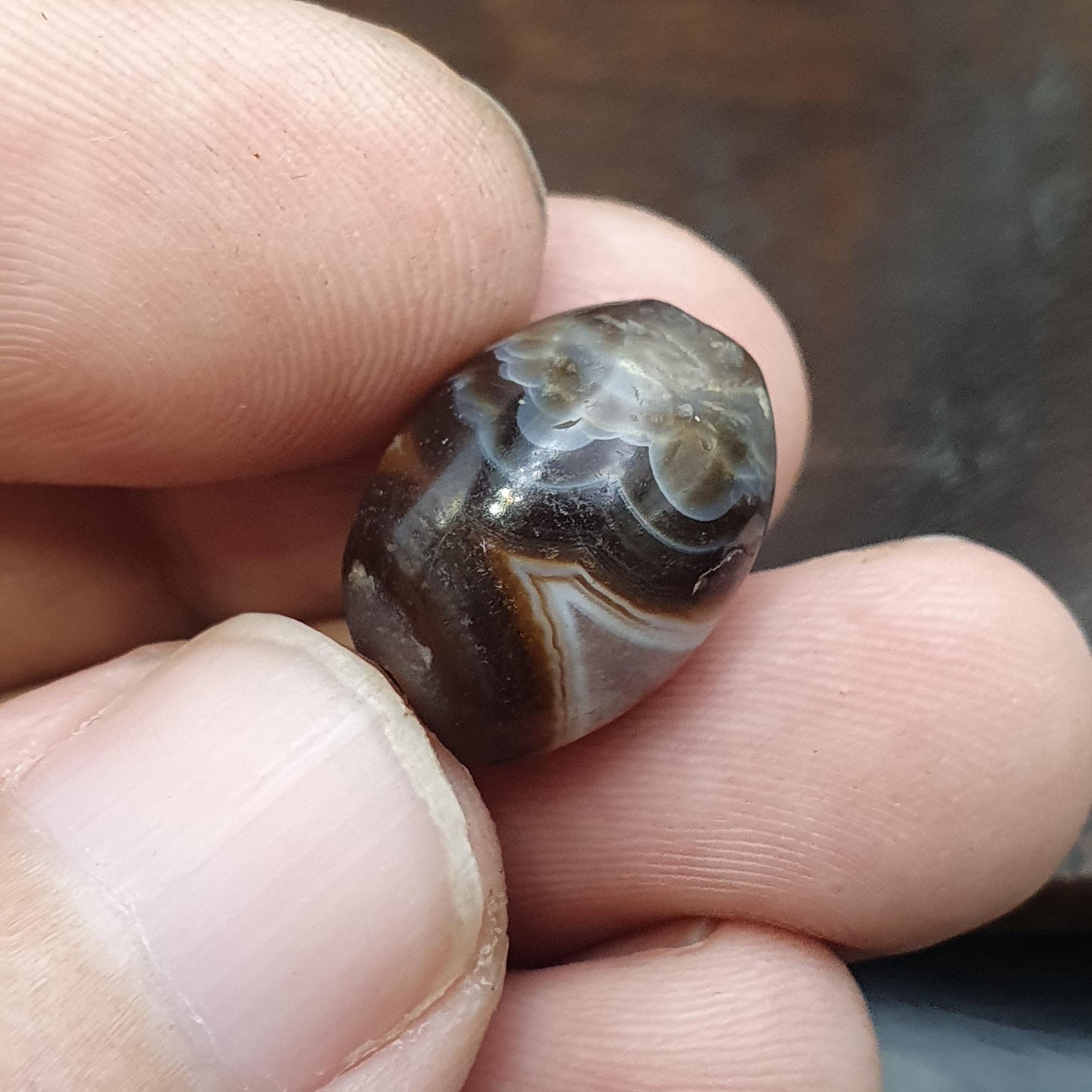 Ancient antique yemeni middle eastern agate natural pattern agate bead amulet