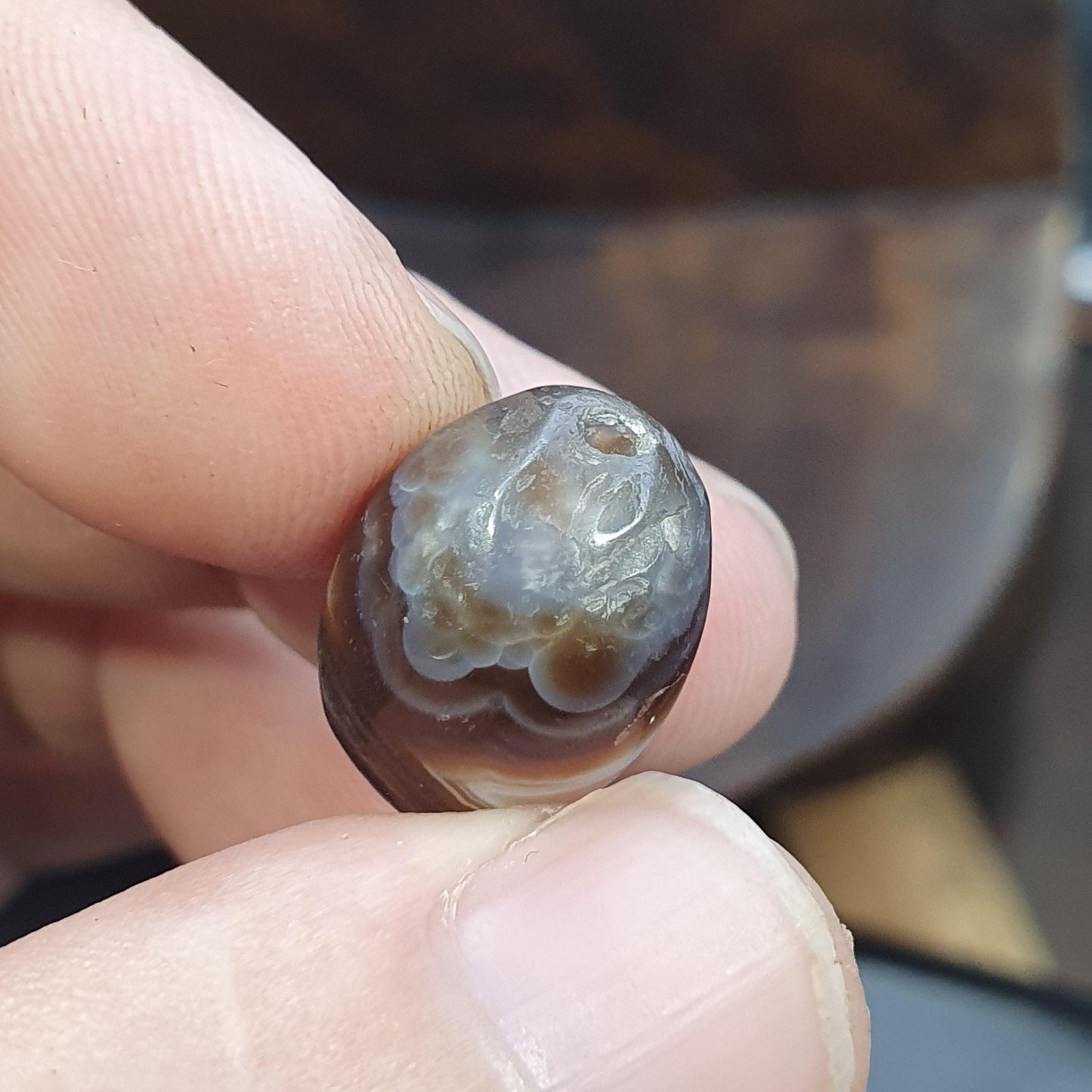 Ancient antique yemeni middle eastern agate natural pattern agate bead amulet