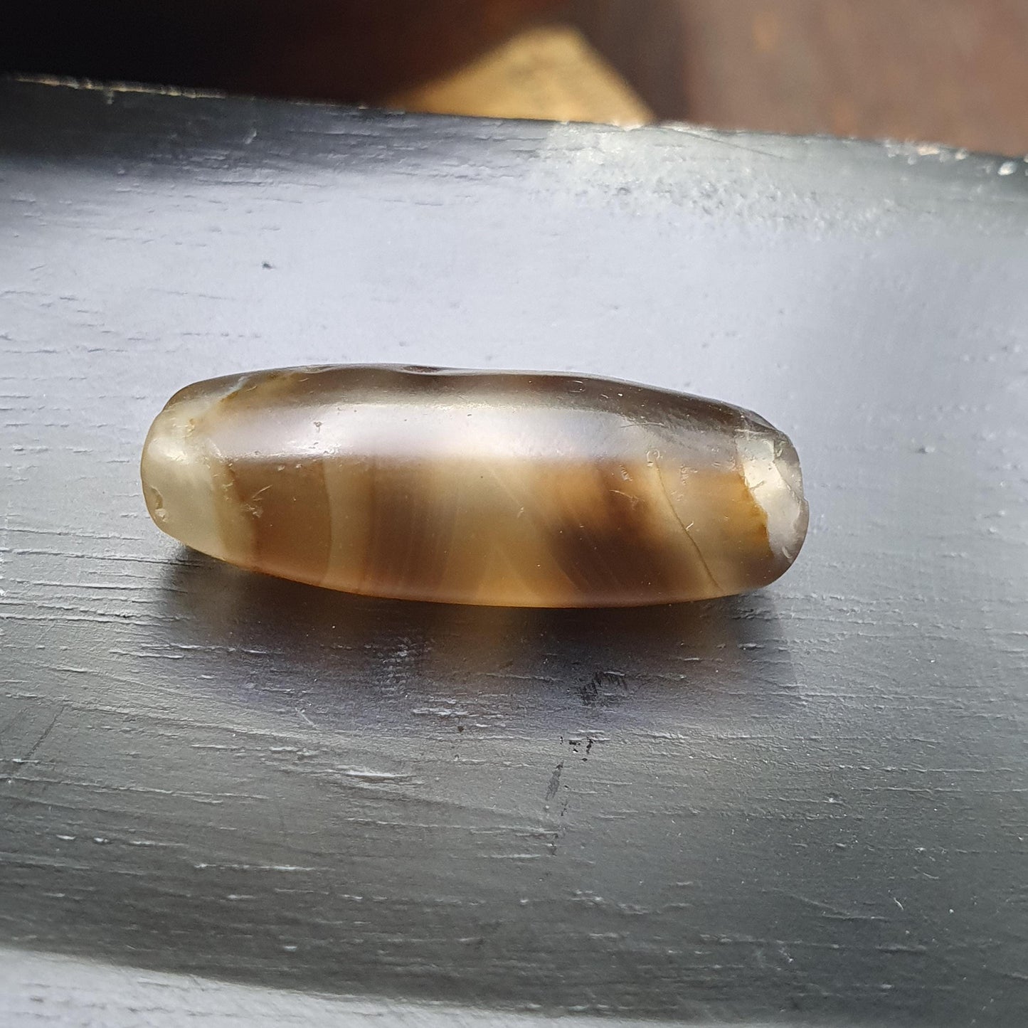 Authentic Antique Agate Bead, Genuine Banded Agate Silk Road Artifact, Rare Eye Bead Jewelry Supply, Earthy Brown Toned Stone