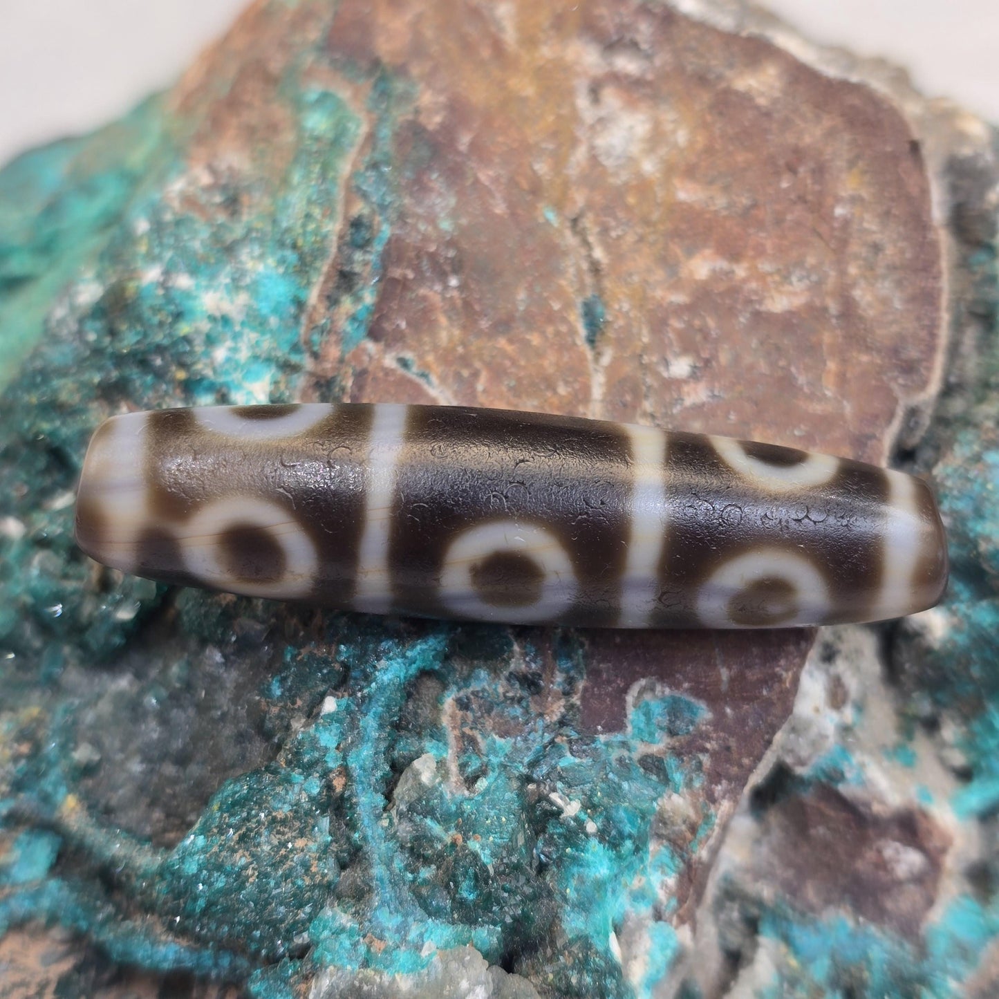 Rare 48mm 8-Eye Taiwan Dzi Bead with Dragon Skin Weathering 8-Eyed Dzi Bead Amulet for Success & Protection