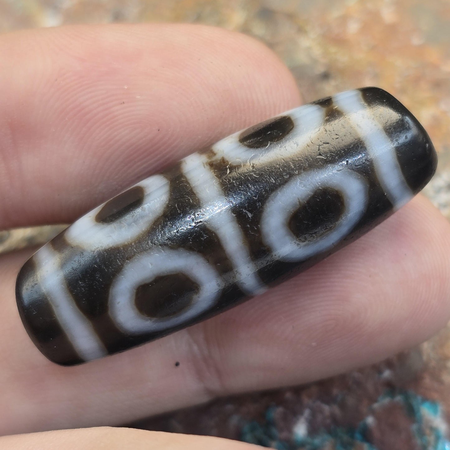Rare 8-Eye Dzi Bead Taiwan Agate – Auspicious 8 Blessings & Wealth Amulet Spiritual Gift