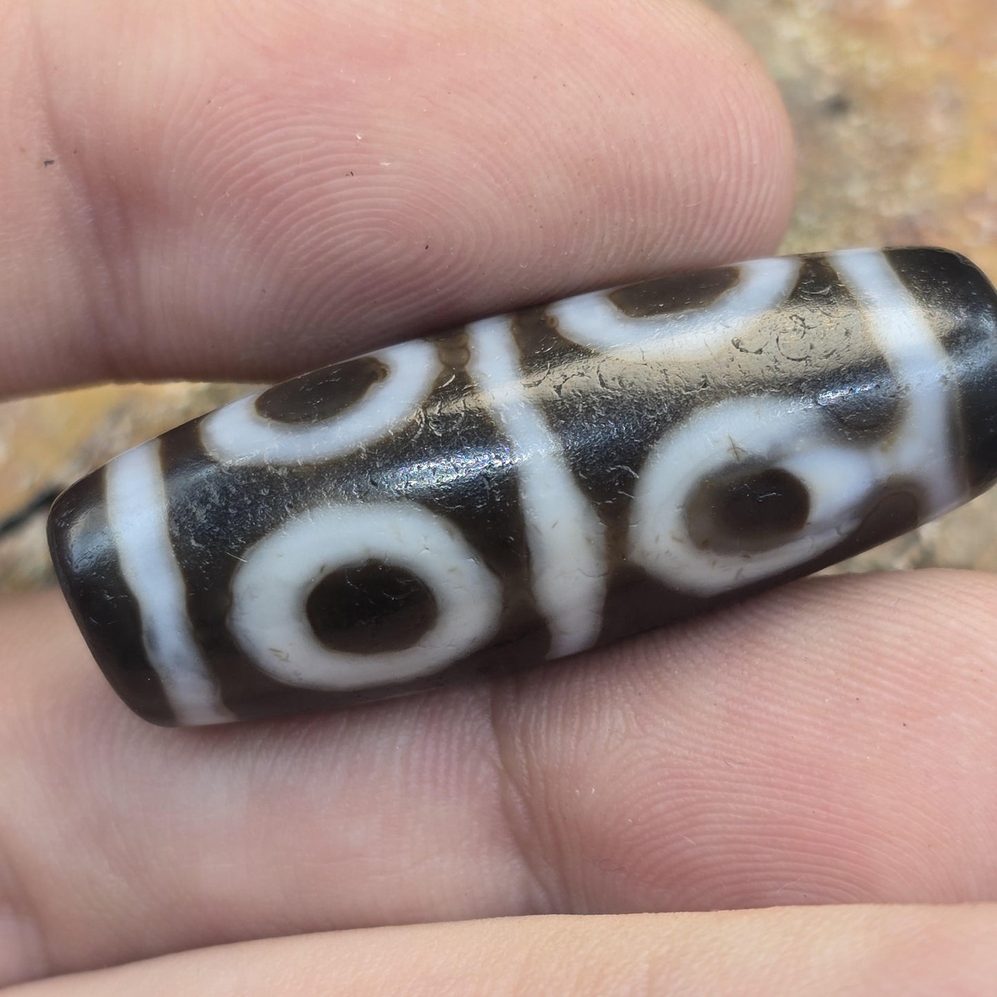 Rare 8-Eye Dzi Bead Taiwan Agate – Auspicious 8 Blessings & Wealth Amulet Spiritual Gift