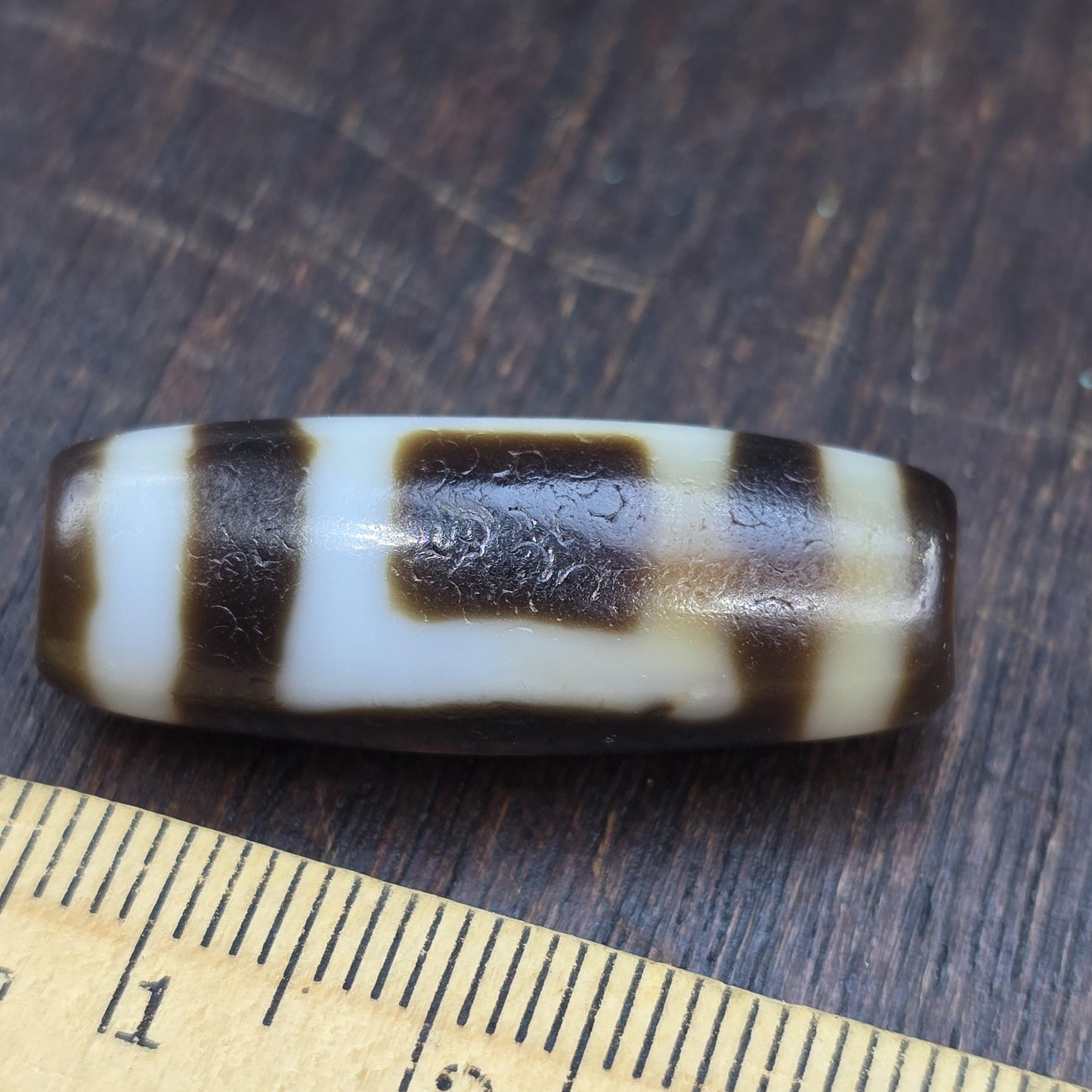 Rare 2 Eye Heaven & Earth Dzi Bead Taiwan Agate – Sky and Earth Harmony Amulet -Authentic Etched Balance Talisman