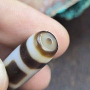 Rare 2 Eye Heaven & Earth Dzi Bead Taiwan Agate – Sky and Earth Harmony Amulet -Authentic Etched Balance Talisman