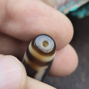 Rare 2 Eye Heaven & Earth Dzi Bead Taiwan Agate – Sky and Earth Harmony Amulet -Authentic Etched Balance Talisman