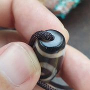 Tibetan 2Eye Dzi Bead Himalayan Weathered Dragon Skin Agate Amulet