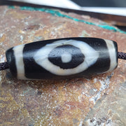 Tibetan 2Eye Dzi Bead Himalayan Weathered Dragon Skin Agate Amulet