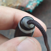 Tibetan 2Eye Dzi Bead Himalayan Weathered Dragon Skin Agate Amulet