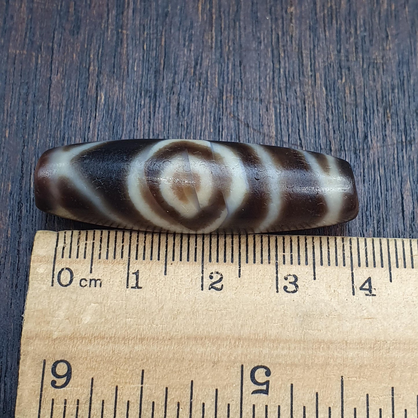 Rare Striped Eye Dzi Bead – Tibetan Taiwan Agate – Harmony & Flow Amulet
