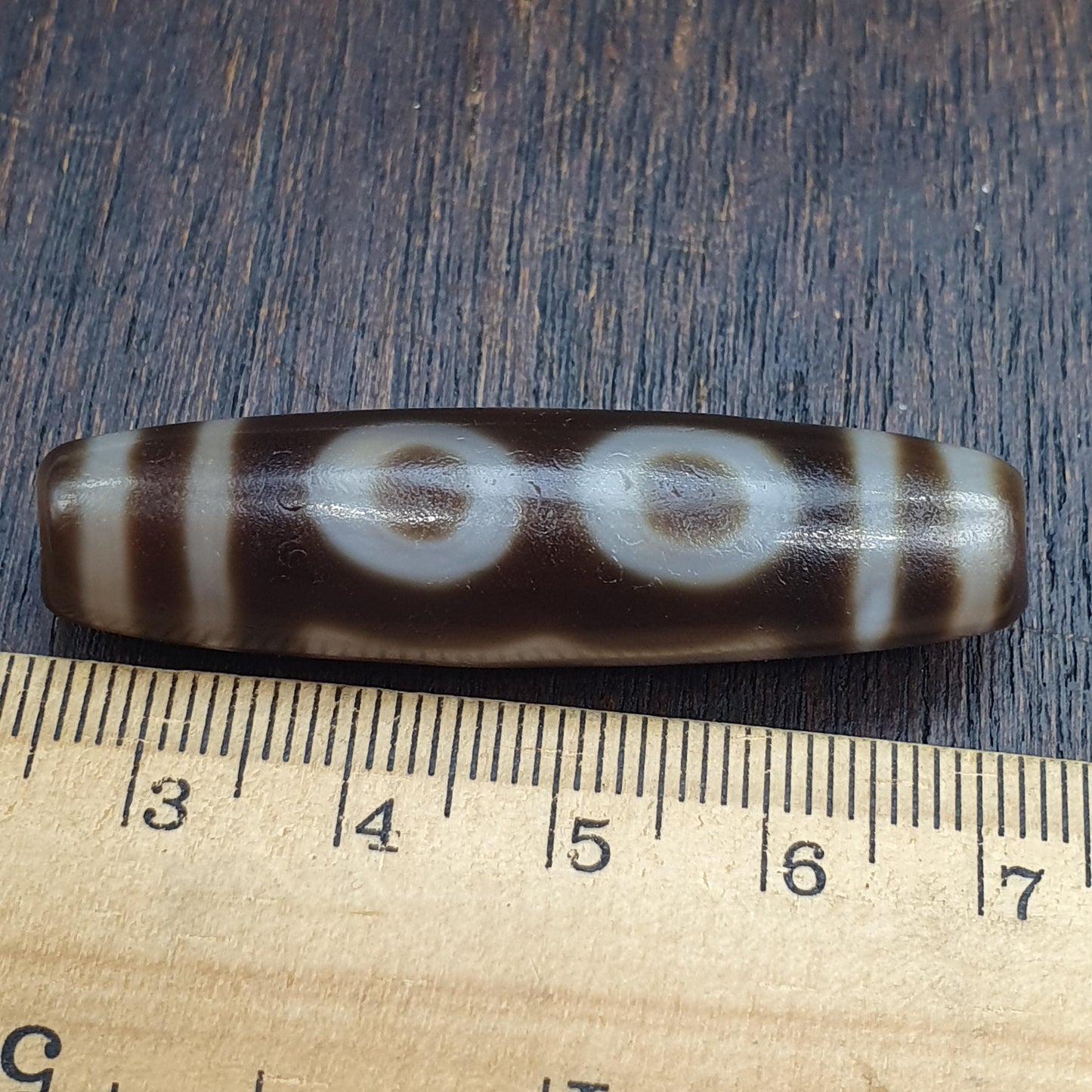 Rare Authentic Tibetan 3 Eye Dzi Bead Weathered Patina Wealth Health & Longevity Amulet