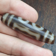 Rare Authentic Tibetan 3 Eye Dzi Bead Weathered Patina Wealth Health & Longevity Amulet