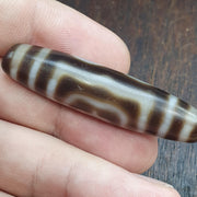 Rare Authentic Tibetan 3 Eye Dzi Bead Weathered Patina Wealth Health & Longevity Amulet