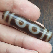 Rare Authentic Tibetan 3 Eye Dzi Bead Weathered Patina Wealth Health & Longevity Amulet
