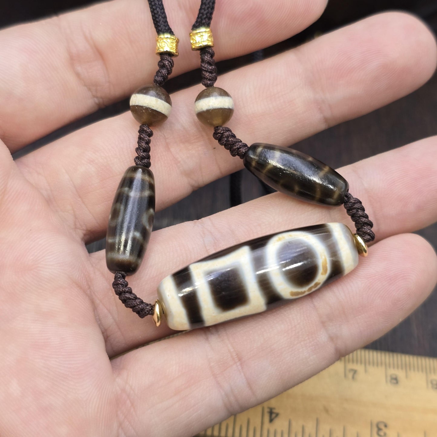 Tibetan Heaven and Earth Dzi Bead Agate Amulet Mala Pendant Feng Shui Necklace Himalayan Amulet, Ancient Tribal Jewelry, Collectible Agate