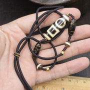 Tibetan Heaven and Earth Dzi Bead Agate Amulet Mala Pendant Feng Shui Necklace Himalayan Amulet, Ancient Tribal Jewelry, Collectible Agate