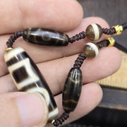 Tibetan Heaven and Earth Dzi Bead Agate Amulet Mala Pendant Feng Shui Necklace Himalayan Amulet, Ancient Tribal Jewelry, Collectible Agate