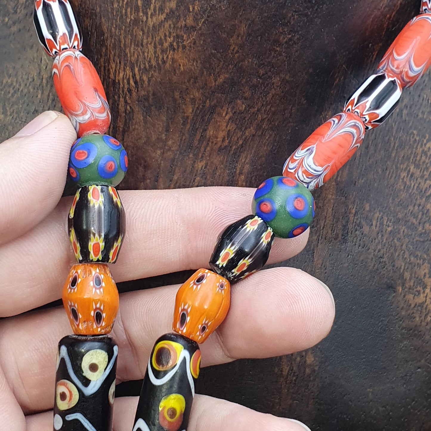 Venetian style millefiori glass bead necklace – colorful floral murano style