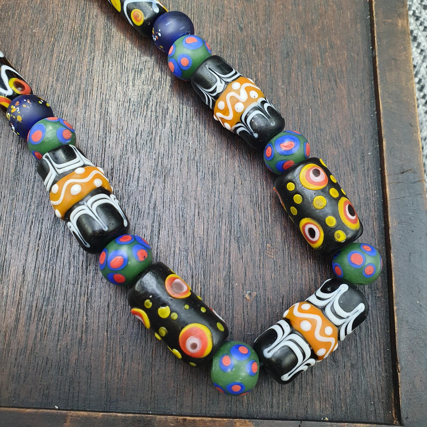 Venetian style millefiori glass bead necklace – colorful floral murano style