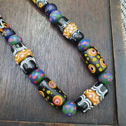 Venetian style millefiori glass bead necklace – colorful floral murano style