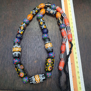 Venetian style millefiori glass bead necklace – colorful floral murano style