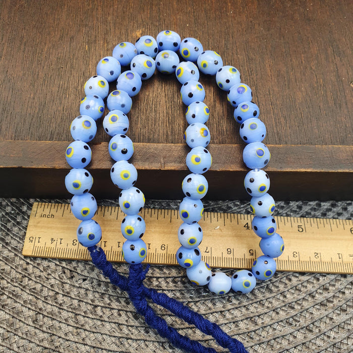 Vintage Venetian Style Skunk Polka dot glass beads 9-10mm 24" necklace Gift