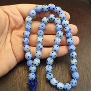 Vintage Venetian Style Skunk Polka dot glass beads 9-10mm 24" necklace .