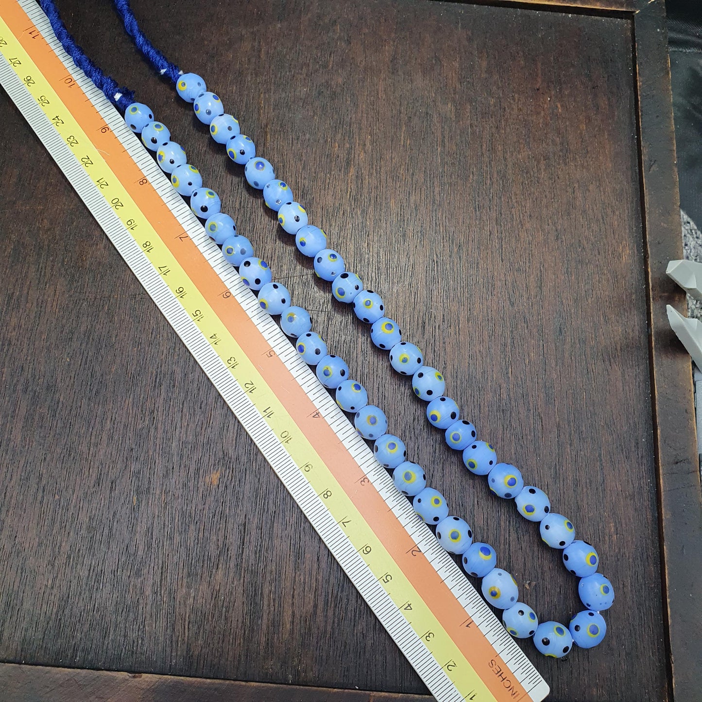 Vintage Venetian Style Skunk Polka dot glass beads 9-10mm 24" necklace Gift