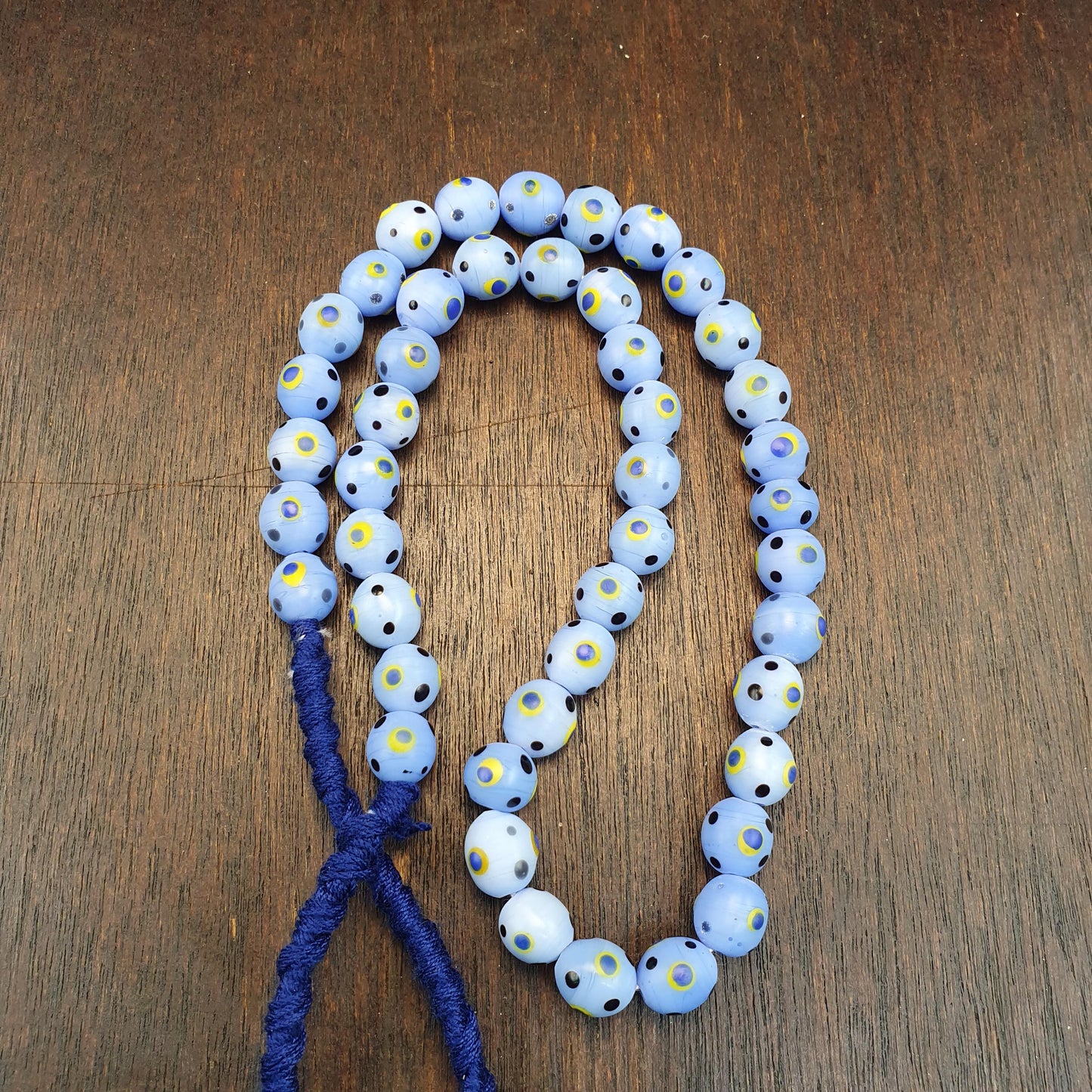 Vintage Venetian Style Skunk Polka dot glass beads 9-10mm 24" necklace Gift