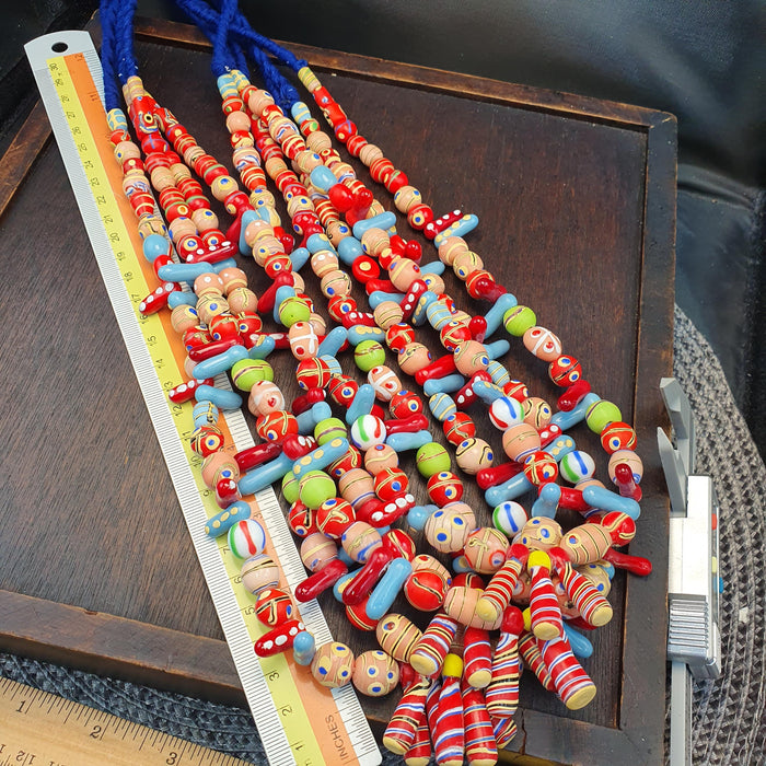 Vintage Colorful Murano Style Glass Bead Strand - Mixed Shapes African Trade Beads