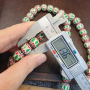 Big size vintage venetian style old green chevron glass beads long strand
