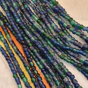 Antique old traded  blue color glass beads jewelry necklace  mala .