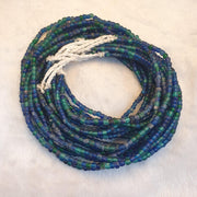 Antique old traded  blue color glass beads jewelry necklace  mala .
